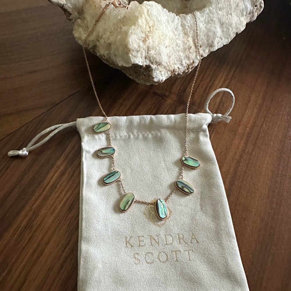 Kendra Scott Gold Necklace with Green Stones